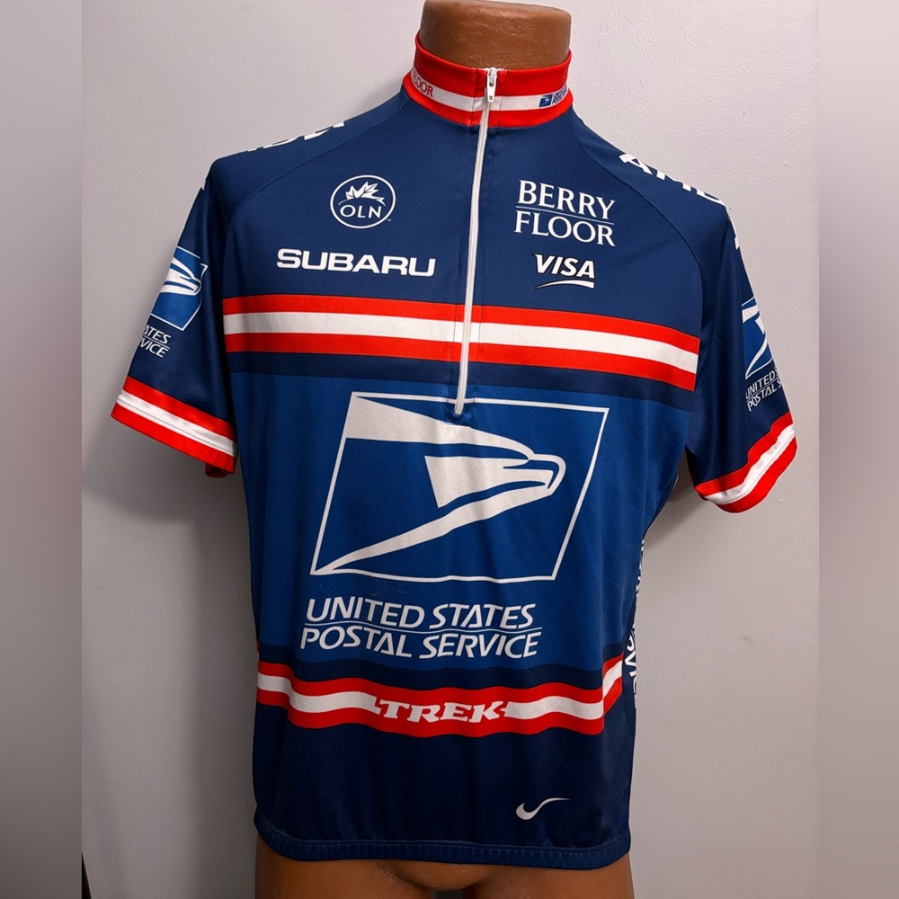 USPS Team Cycling Nike Jersey Large Lance Armstrong 1/2 zip Retro